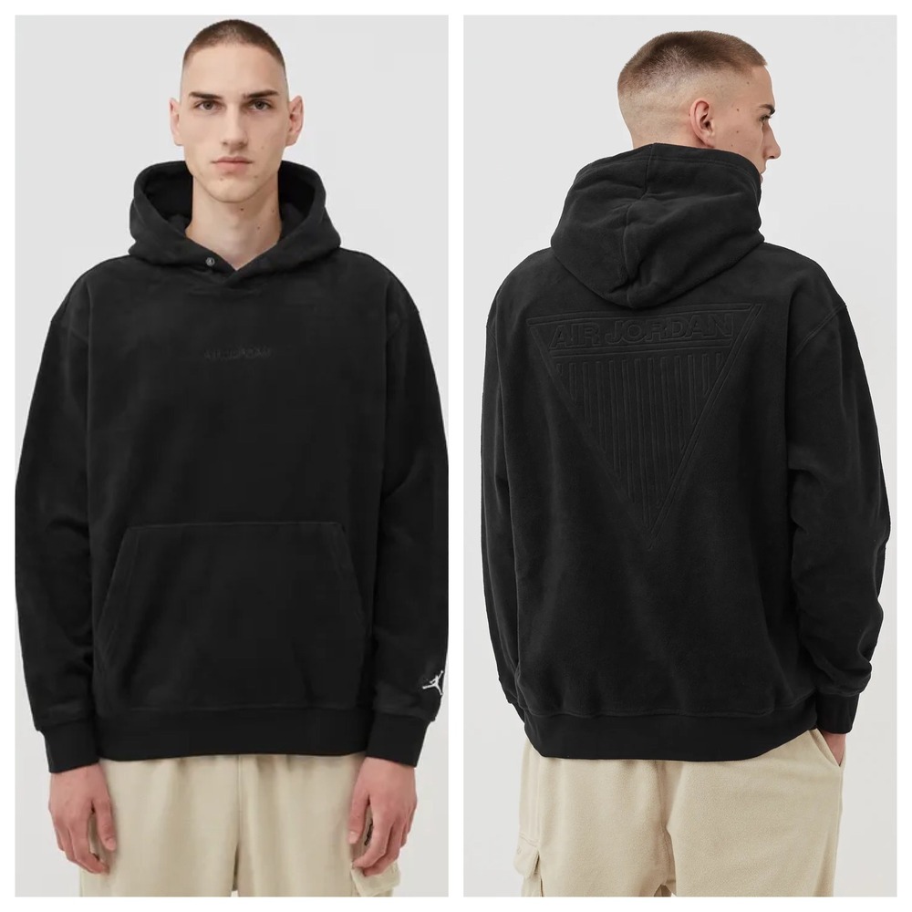 Air Jordan Fleece Pullover Hoodie Black Mens Size M Triangle Back‎ Logo